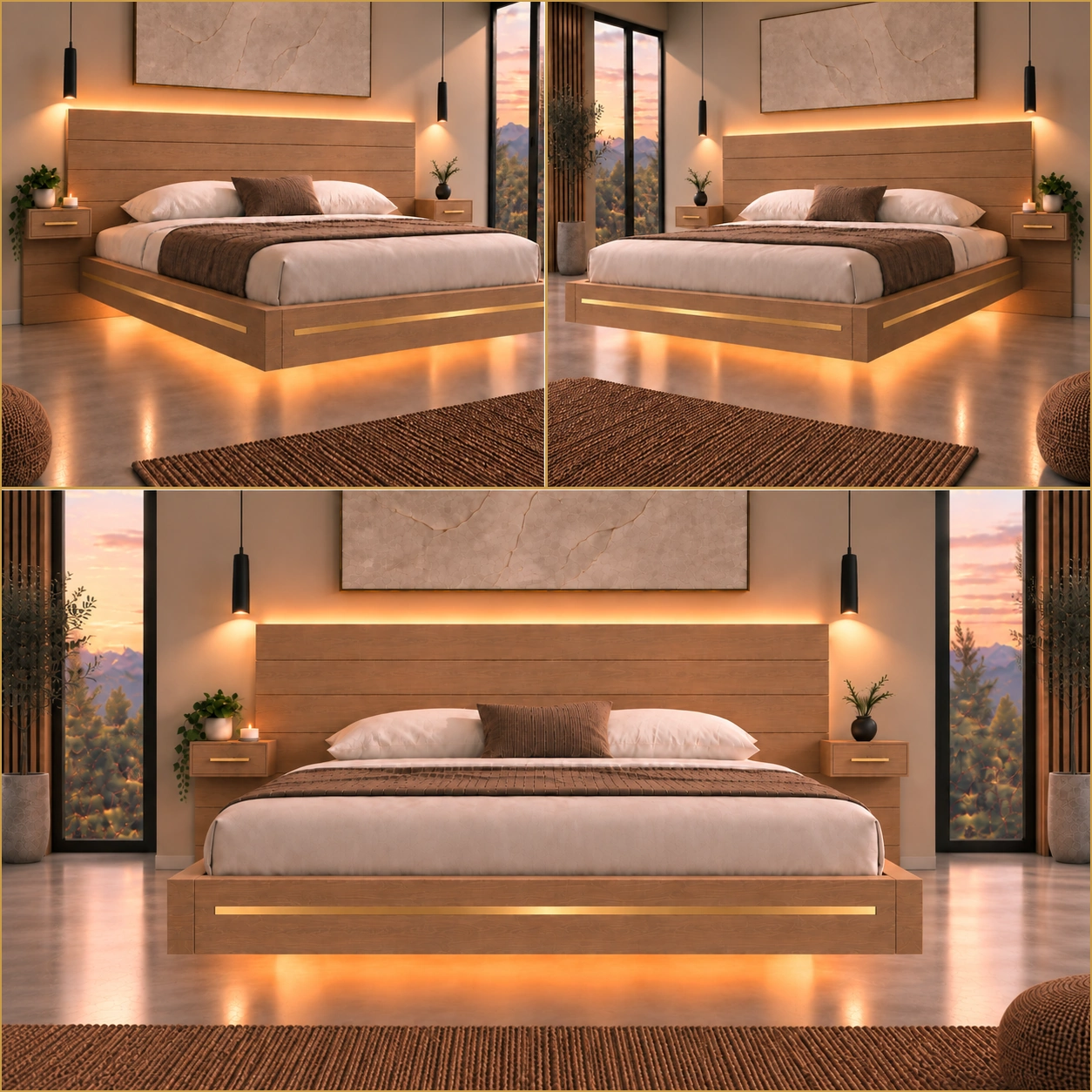 Oak & Alba Halo — three approved views