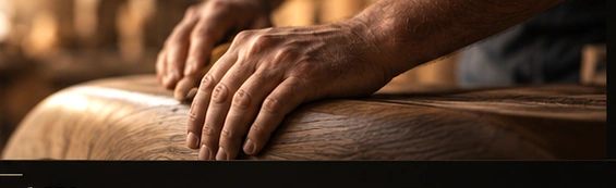 Hands working timber